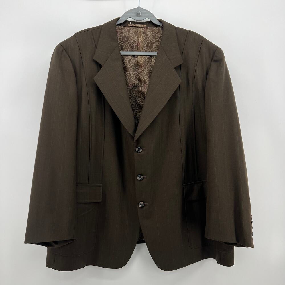 Vintage 1992 Greg Chapman Custom Tailored Blazer Brown Paisley Lining XXL